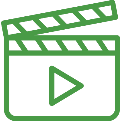 grünes Icon einer Regieklappe