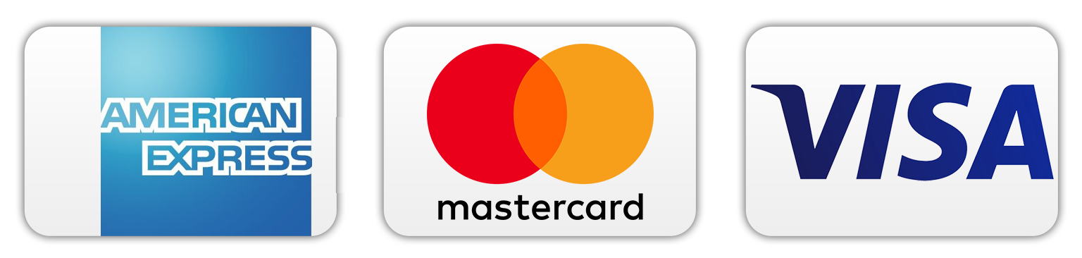 American Express, Mastercard und Visa Logos